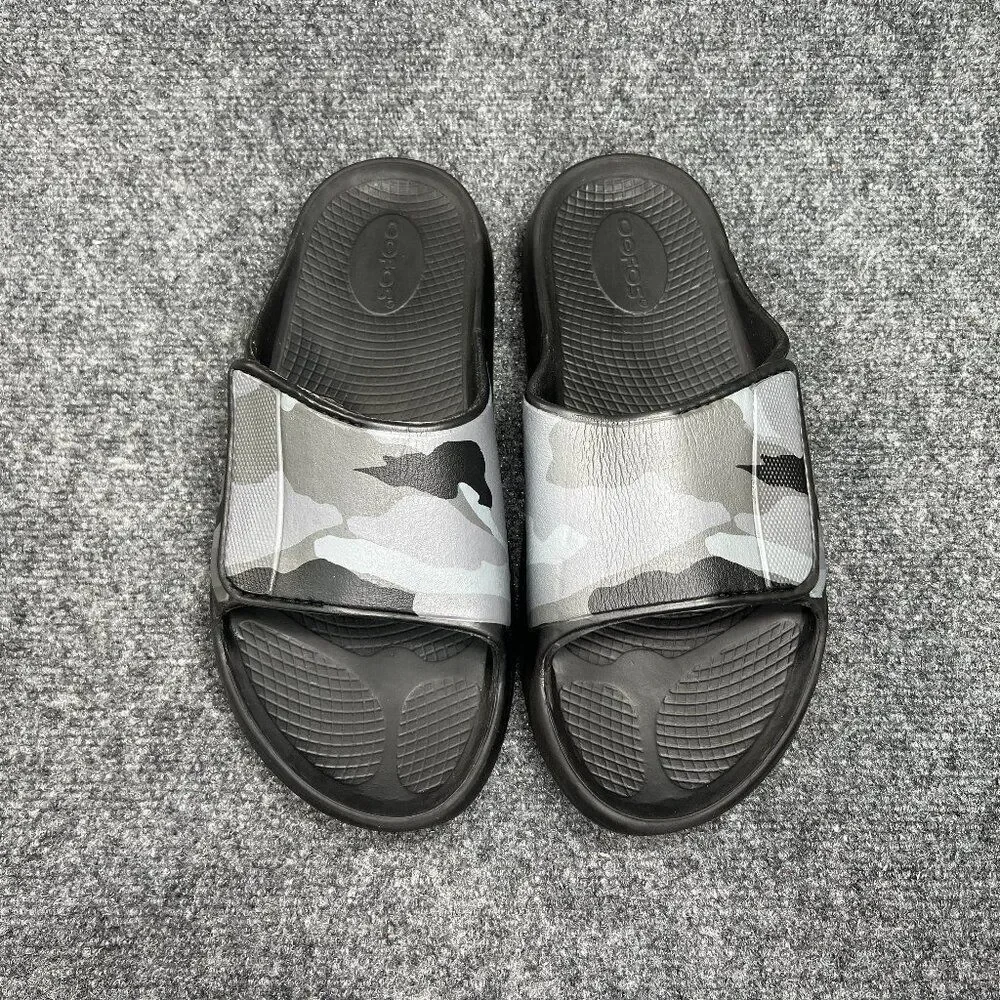 Oofos OOahh Sport Flex Sandals‎ Men's Size 9 Black Camo Athletic Recovery Slides